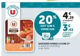 Hyper U Saucisses fumées à cuire offre
