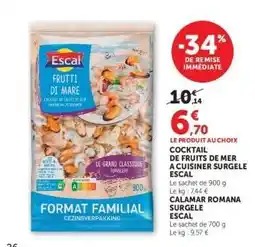 Hyper U COCKTAIL DE FRUITS DE MER A CUISINER SURGELE ESCAL offre