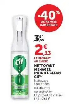 Hyper U Nettoyant Menager Infinite Clean Cif offre