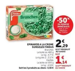 Hyper U EPINARDS A LA CREME SURGELES FINDUS offre