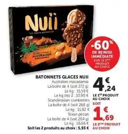 Hyper U Bâtonnets glacés Nuii offre