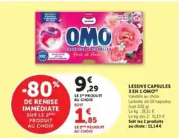 Hyper U OMO Essences Naturelles Lessive Capsules 3 en 1 offre