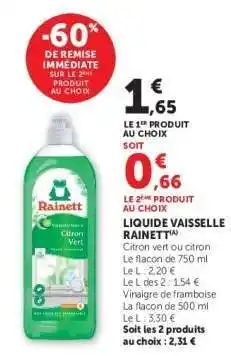 Hyper U LIQUIDE VAISSELLE RAINETT offre