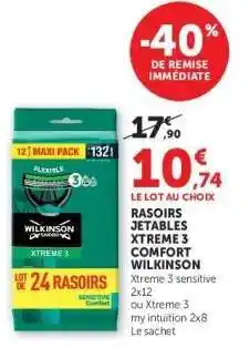 Hyper U Rasoirs Jetables Xtreme 3 Comfort Wilkinson offre