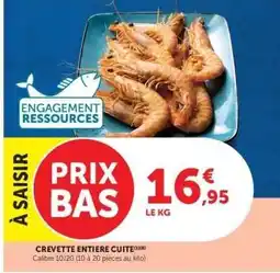 Hyper U CREVETTE ENTIERE CUITE offre