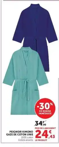 Hyper U PEIGNOIR KIMONO GAZE DE COTON UNIE offre