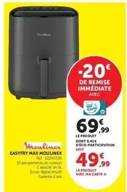 Hyper U EASYFRY MAX MOULINEX offre