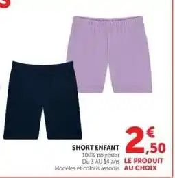 Hyper U Short enfant offre