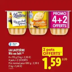 Lidl LA LAITIÈRE Riz au lait offre