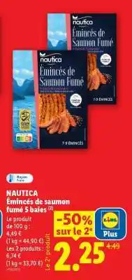 Lidl NAUTICA Émincés de saumon fumé 5 baies offre