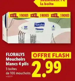 Lidl FLORALYS Mouchoirs blancs 4 plis offre