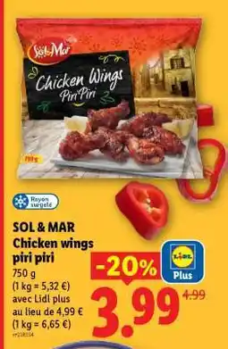 Lidl SOL & MAR Chicken wings piri piri offre