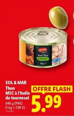 Lidl SOL & MAR Thon MSC à l'huile de tournesol offre