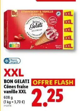 Lidl BON GELATI Cônes fraise vanille XXL offre