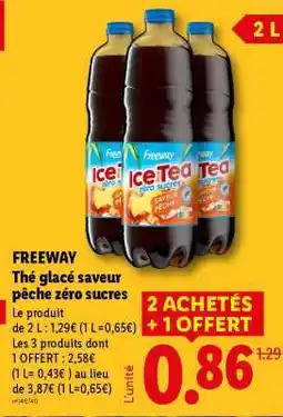 Lidl FREEWAY Thé glacé saveur pêche zéro sucres offre