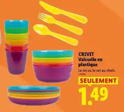 Lidl CRIVIT Vaisselle en plastique offre