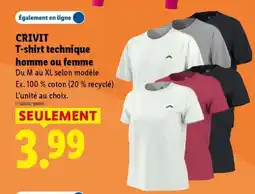 Lidl CRIVIT T-shirt technique homme ou femme offre