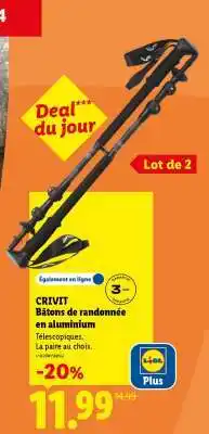Lidl CRIVIT Bâtons de randonnée en aluminium offre