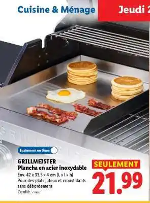 GRILLMEISTER Plancha en acier inoxydable