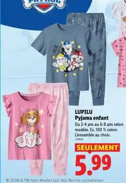 Lidl LUPILU Pyjama enfant offre