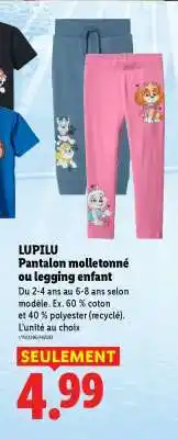Lidl LUPILU Pantalon molletonné ou legging enfant offre