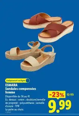 Lidl ESMARA Sandales compensées femme offre
