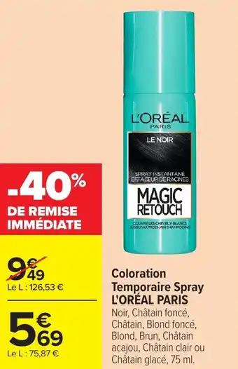 Carrefour Market Coloration temporaire spray l'oréal paris offre