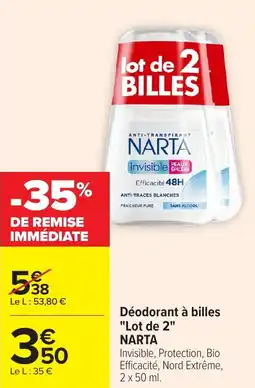 Carrefour Market Déodorant à billes lot de 2 narta offre