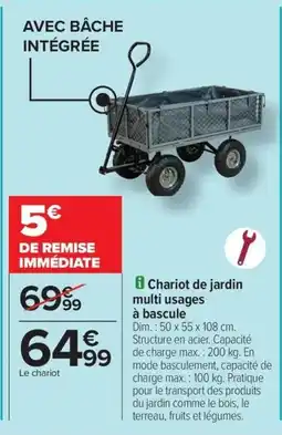 Carrefour Drive Chariot de jardin multi usages à bascule offre