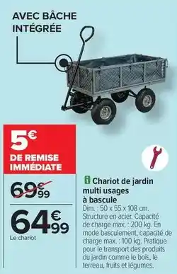 Carrefour Drive Dim - chariot de jardin multi usages à bascule offre