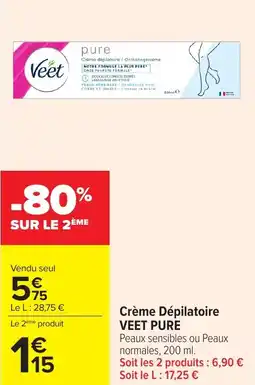 Carrefour Market Crème dépilatoire veet pure offre
