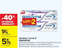 Carrefour Market Dentifrice lot de 2 sensodyne offre