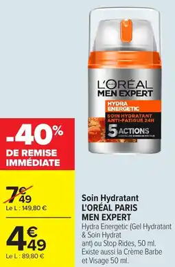Carrefour Market Soin hydratant l'oréal paris men expert offre
