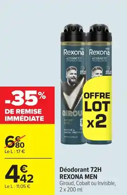 Carrefour Market Déodorant 72h rexona men offre