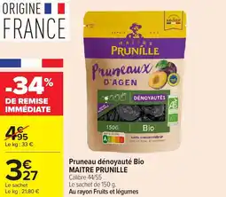 Carrefour Market Pruneau dénoyauté bio maitre prunille offre