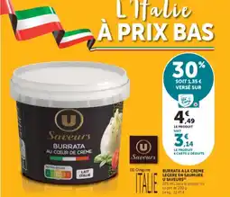 U Express Burrata a la creme legere en saumure u saveurs offre