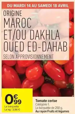 Carrefour Market Avril - tomate cerise offre