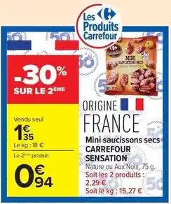 Carrefour Market Carrefour - mini saucissons secs sensation offre