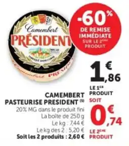 U Express Camembert pasteurise president offre