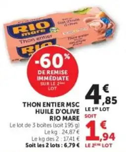 U Express Thon entier msc huile d'olive rio mare offre