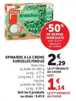U Express Epinards a la creme surgeles findus offre