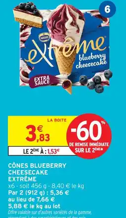 Intermarché Extrême cônes blueberry cheesecake offre