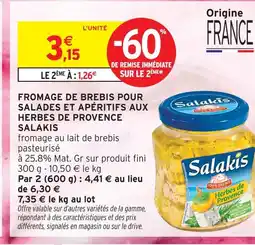 Intermarché Salakis fromage de brebis pour salades et apéritifs aux herbes de provence offre