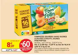 Intermarché Pom'potes compotes gourdes sans sucres ajoutés 5 fruits jaunes offre