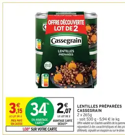 Intermarché Cassegrain lentilles préparées offre