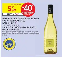 Intermarché Domus uby igp côtes de gascogne colombard sauvignon blanc sec offre