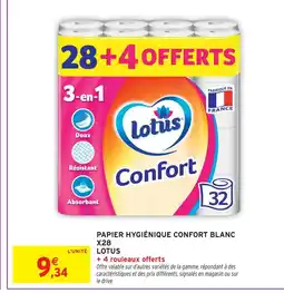 Intermarché Lotus papier hygiénique confort blanc x28 offre