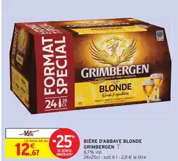 Intermarché Grimbergen bière d'abbaye blonde offre