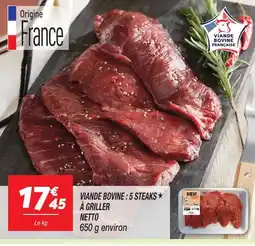 Netto Viande bovine : 5 steaks à griller offre