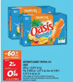 Netto Oasis bâtonnets sorbet tropical x10 offre